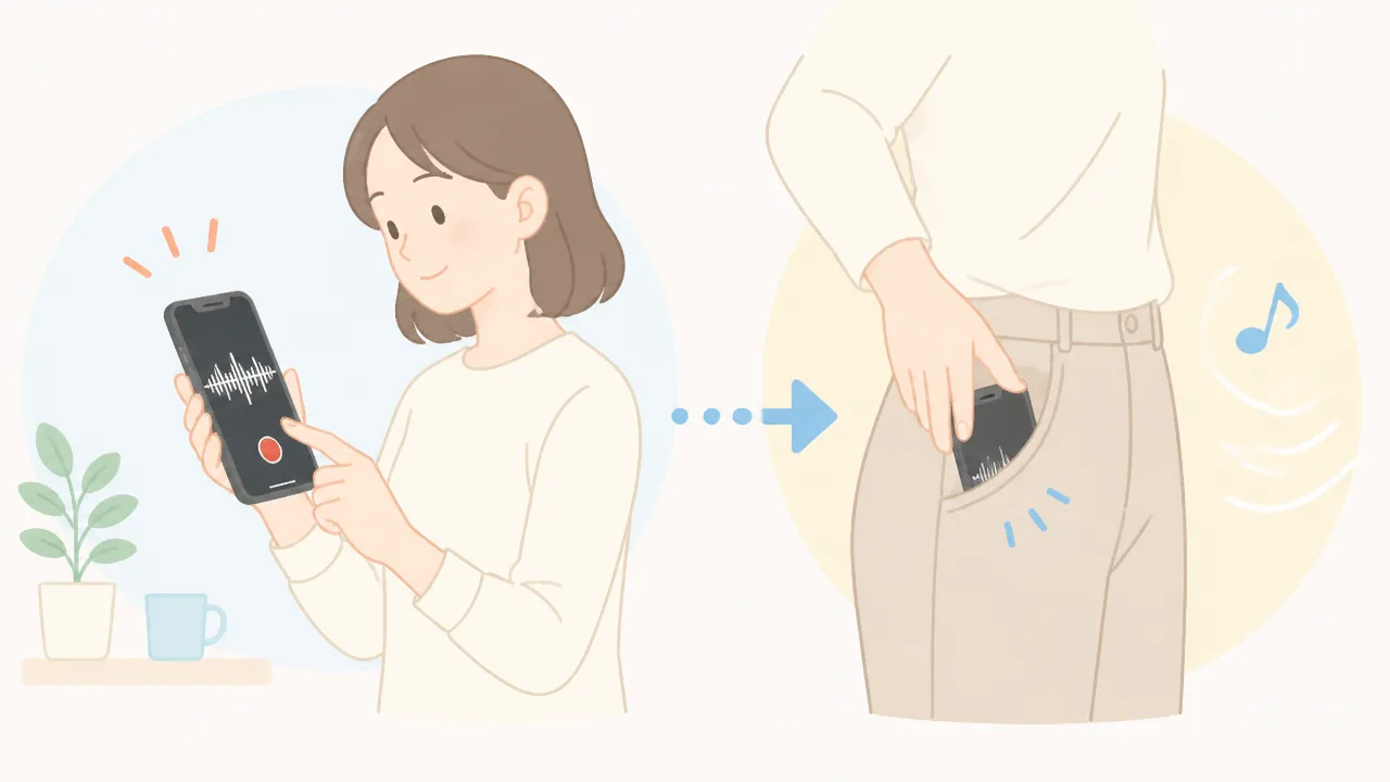 iPhoneのボイスメモをポケットに入れたまま録音する方法とコツ